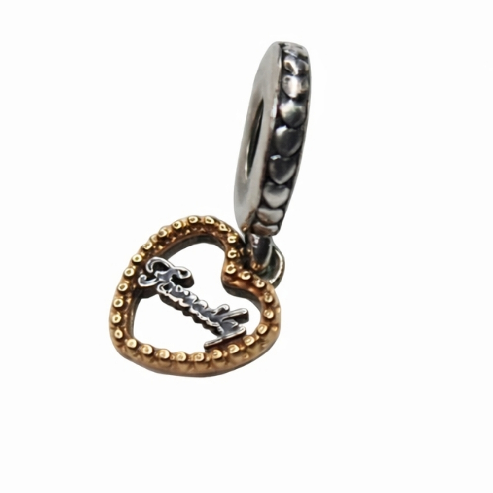 Genuine Pandora Charm Loving Family Dangle 792011CZ Heart Love‎ Unit Tribe